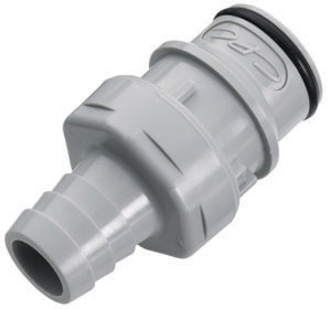 61400 - Stecker PP mit Schlauchtülle 12,7 mm mit Absperrung, NSF (HFCD22812 NSF)