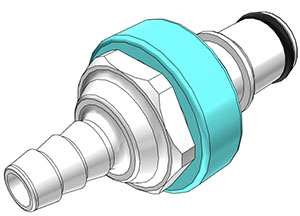 NS4D2200406 - Stecker ABS mit Schlauchtülle 6,4 mm mit Absperrung, Non-Spill