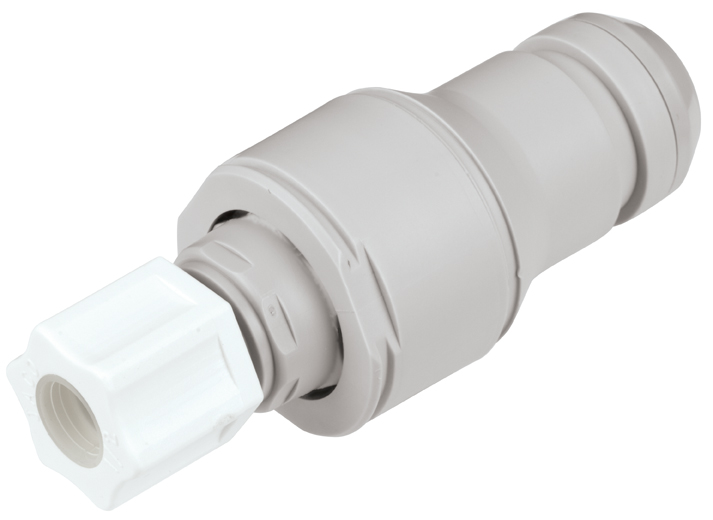 NSHD20008V - Stecker PP mit Klemmverschraubung 12,7 mm AD mit Absperrung, Non-Spill, FKM-Dichtung