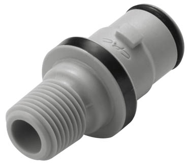 NS2D240212V - Stecker PP mit konischem AG 1/8" NPT mit Absperrung, Non-Spill, FKM-Dichtung