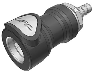 NS4D17004SMZ NS4D17004SMZ - Kupplung PP mit Schlauchtülle 6,4 mm mit Absperrung, Non-Spill Simriz®-Dichtung