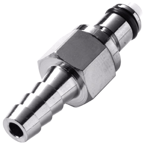 19600 - Stecker MS-VC mit Schlauchtülle 6,4 mm mit Absperrung, NSF (MCD2204 NSF)