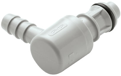 EFCD23412 - Stecker PP mit Winkel-Schlauchtülle 6,4 mm mit Absperrung